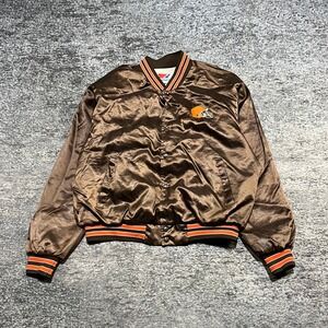 Vintage 90s Cleveland Browns Swingster Satin‎ Jacket XL NFL Logo Brown Orange